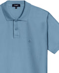 Mens Polo Classic Fit Short Sleeve Cotton Embroidered Duck Heart Cursive Sleeve Logo - Blue 63_601H000_AZU184221_8