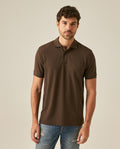 Mens Polo Classic Fit Short Sleeve Cotton Embroidered Duck Heart Cursive Sleeve Logo - Brown 63_601H000_CAF190712_0