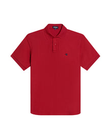 Mens Polo Classic Fit Short Sleeve Cotton Embroidered Duck Heart Cursive Sleeve Logo - Red 63_601H000_ROJ191535_3