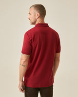 Mens Polo Classic Fit Short Sleeve Cotton Embroidered Duck Heart Cursive Sleeve Logo - Red 63_601H000_ROJ191535_6