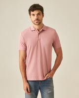 Mens Polo Classic Fit Short Sleeve Cotton Embroidered Duck Heart Cursive Sleeve Logo - Pink 63_601H000_ROS171514_0