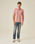 Mens Polo Classic Fit Short Sleeve Cotton Embroidered Duck Heart Cursive Sleeve Logo - Pink 63_601H000_ROS171514_4