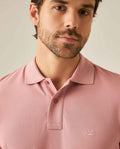 Mens Polo Classic Fit Short Sleeve Cotton Embroidered Duck Heart Cursive Sleeve Logo - Pink 63_601H000_ROS171514_5