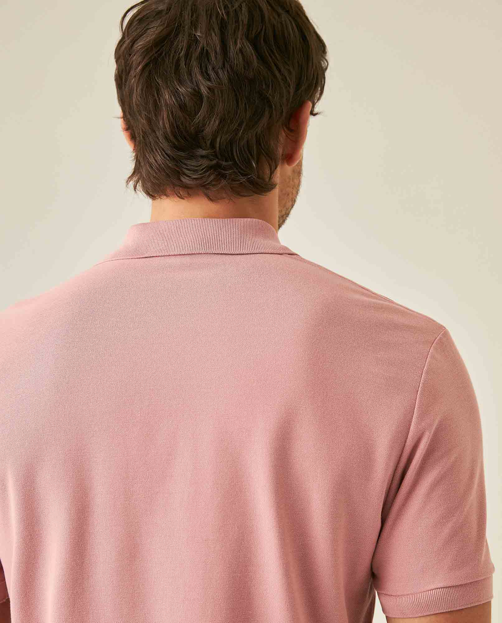 Mens Polo Classic Fit Short Sleeve Cotton Embroidered Duck Heart Cursive Sleeve Logo - Pink 63_601H000_ROS171514_7