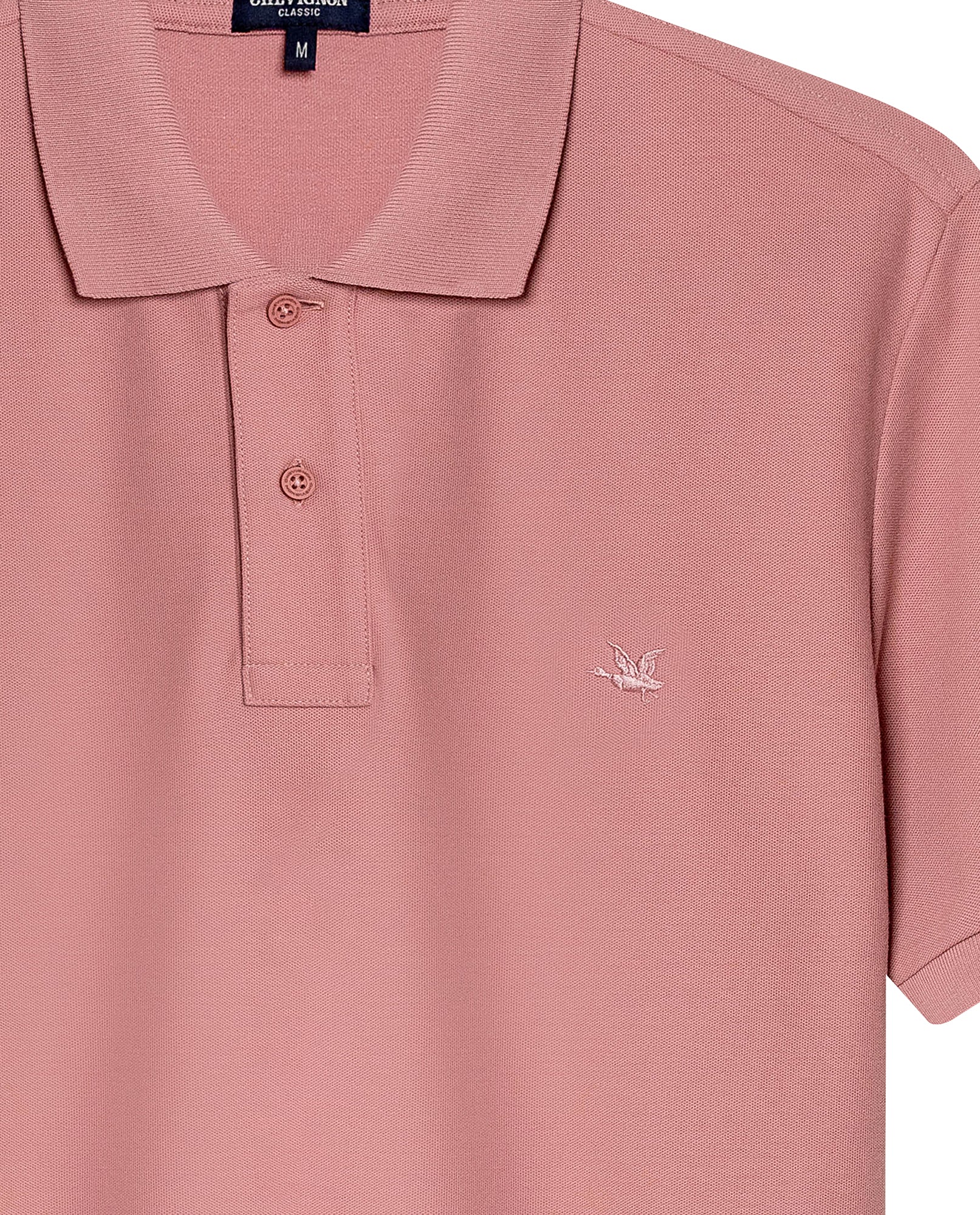 Mens Polo Classic Fit Short Sleeve Cotton Embroidered Duck Heart Cursive Sleeve Logo - Pink 63_601H000_ROS171514_8