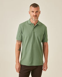 Mens Polo Classic Fit Short Sleeve Cotton Embroidered Duck Heart Cursive Sleeve Logo - Green 63_601H000_VER176212_0