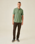 Mens Polo Classic Fit Short Sleeve Cotton Embroidered Duck Heart Cursive Sleeve Logo - Green 63_601H000_VER176212_4