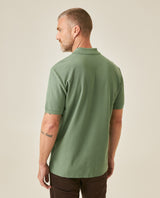 Mens Polo Classic Fit Short Sleeve Cotton Embroidered Duck Heart Cursive Sleeve Logo - Green 63_601H000_VER176212_6
