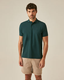 Mens Polo Classic Fit Short Sleeve Cotton Embroidered Duck Heart Cursive Sleeve Logo - Green 63_601H000_VER195320_0