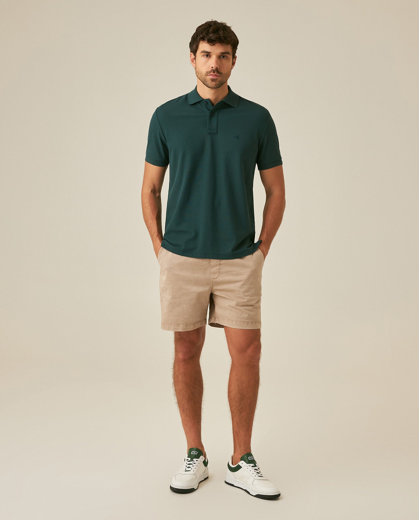 Mens Polo Classic Fit Short Sleeve Cotton Embroidered Duck Heart Cursive Sleeve Logo - Green 63_601H000_VER195320_4