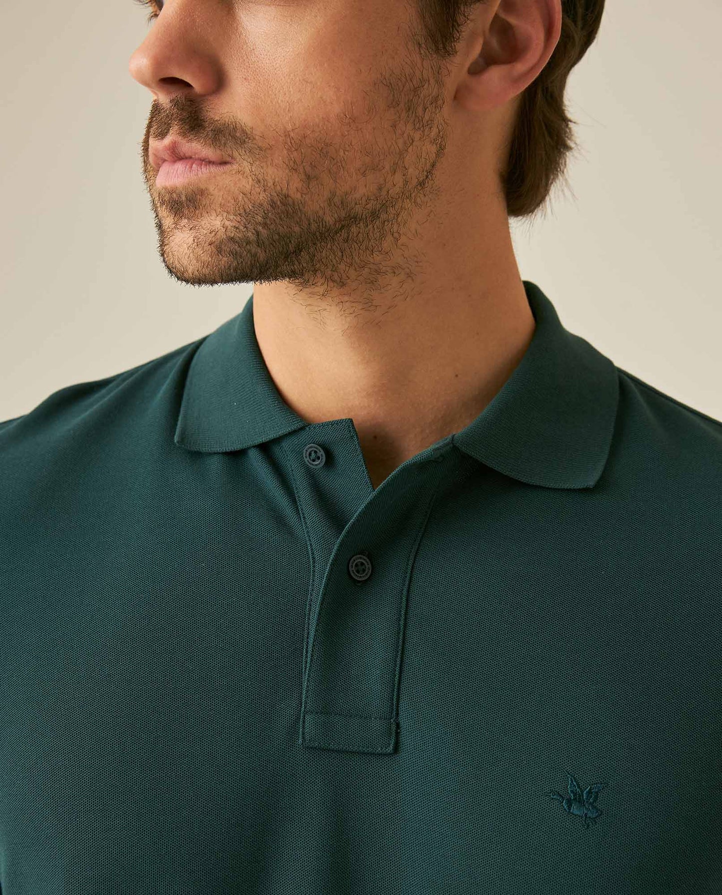 Mens Polo Classic Fit Short Sleeve Cotton Embroidered Duck Heart Cursive Sleeve Logo - Green 63_601H000_VER195320_5
