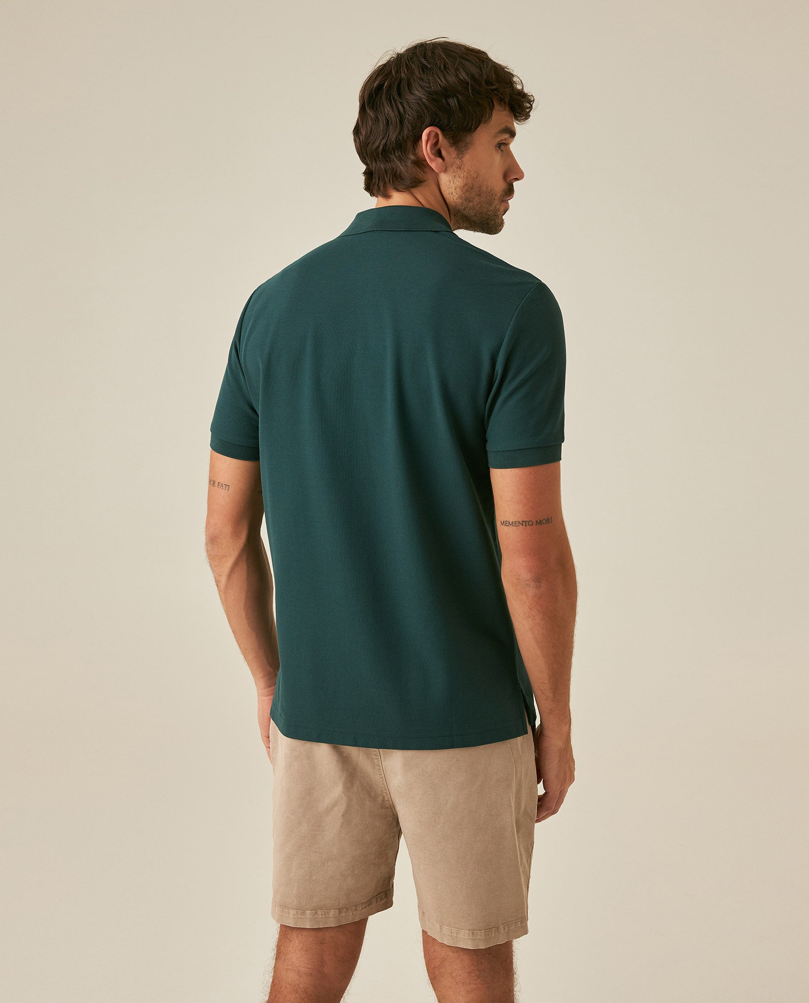 Mens Polo Classic Fit Short Sleeve Cotton Embroidered Duck Heart Cursive Sleeve Logo - Green 63_601H000_VER195320_6