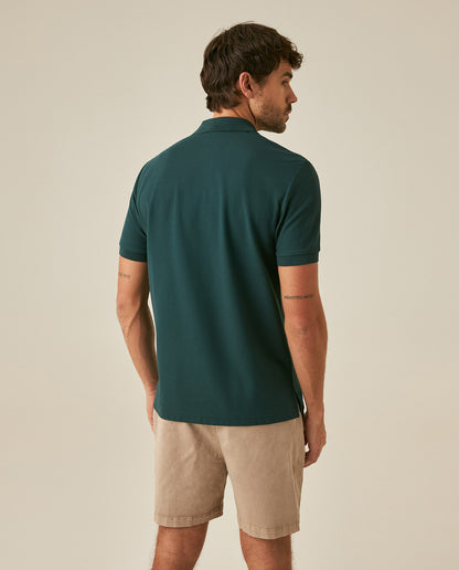 Mens Polo Classic Fit Short Sleeve Cotton Embroidered Duck Heart Cursive Sleeve Logo - Green 63_601H000_VER195320_6