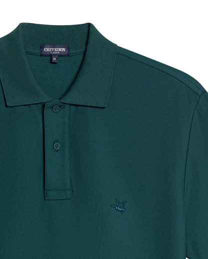 Mens Polo Classic Fit Short Sleeve Cotton Embroidered Duck Heart Cursive Sleeve Logo - Green 63_601H000_VER195320_8