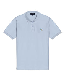 Mens Polo Slim Fit Short Sleeve Cotton Lycra Vibrant Embroidered Duck Cursive Sleeve Logo - Blue 63_601H001_AZU153915_3