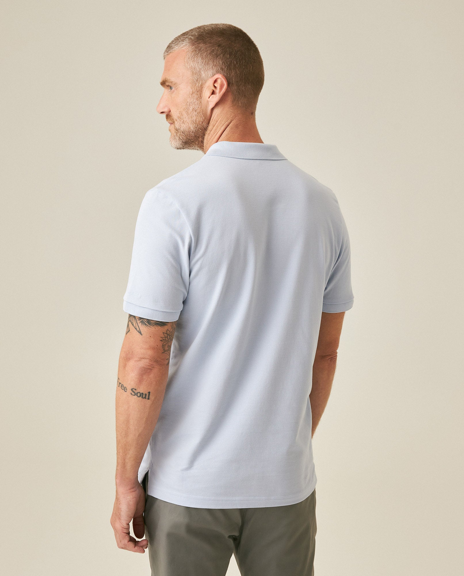 Mens Polo Slim Fit Short Sleeve Cotton Lycra Vibrant Embroidered Duck Cursive Sleeve Logo - Blue 63_601H001_AZU153915_6