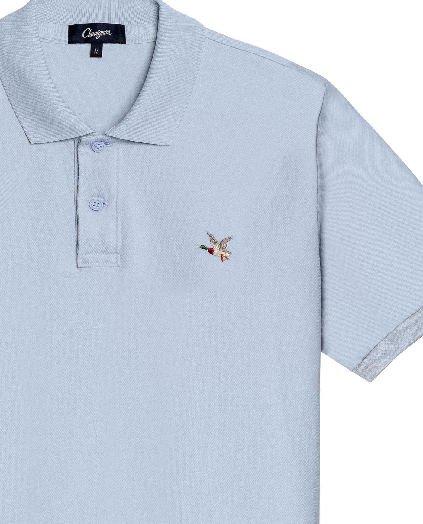 Mens Polo Slim Fit Short Sleeve Cotton Lycra Vibrant Embroidered Duck Cursive Sleeve Logo - Blue 63_601H001_AZU153915_8