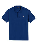 Mens Polo Slim Fit Short Sleeve Cotton Lycra Vibrant Embroidered Duck Cursive Sleeve Logo - Blue 63_601H001_AZU194026_3