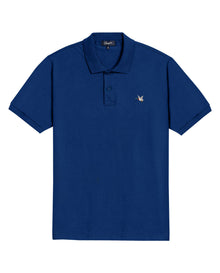 Mens Polo Slim Fit Short Sleeve Cotton Lycra Vibrant Embroidered Duck Cursive Sleeve Logo - Blue 63_601H001_AZU194026_3