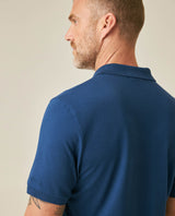 Mens Polo Slim Fit Short Sleeve Cotton Lycra Vibrant Embroidered Duck Cursive Sleeve Logo - Blue 63_601H001_AZU194026_7