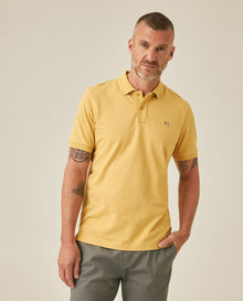 Mens Polo Slim Fit Short Sleeve Cotton Lycra Vibrant Embroidered Duck Cursive Sleeve Logo - Beige 63_601H001_BEI151132_0