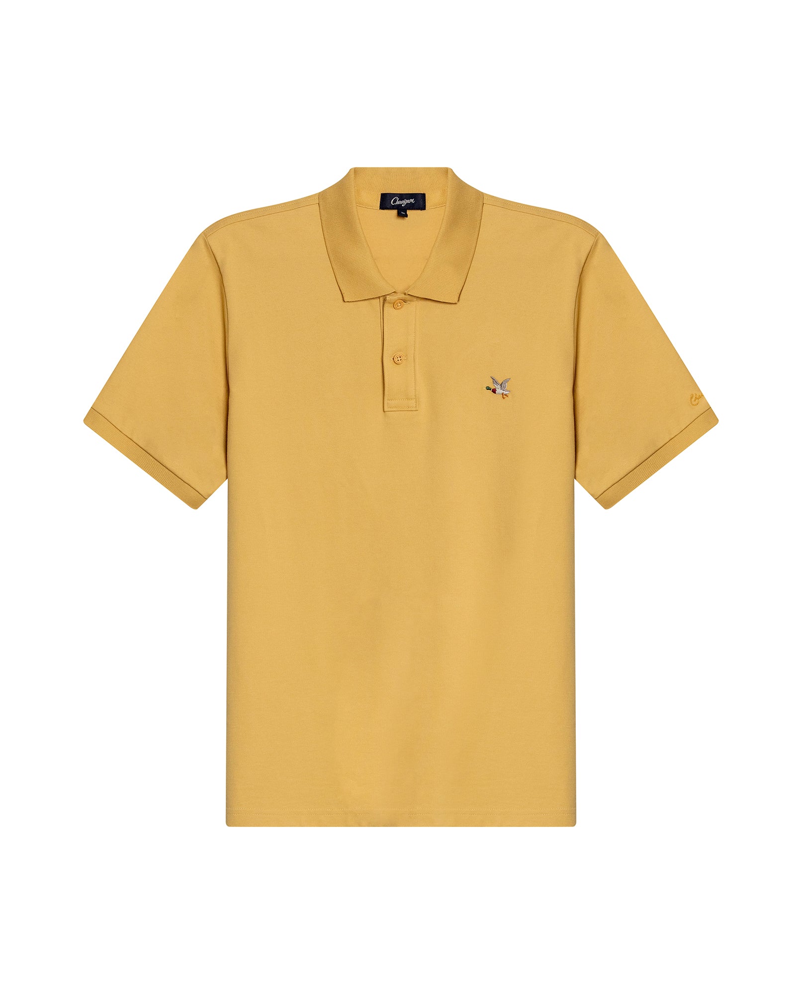 Mens Polo Slim Fit Short Sleeve Cotton Lycra Vibrant Embroidered Duck Cursive Sleeve Logo - Beige 63_601H001_BEI151132_3