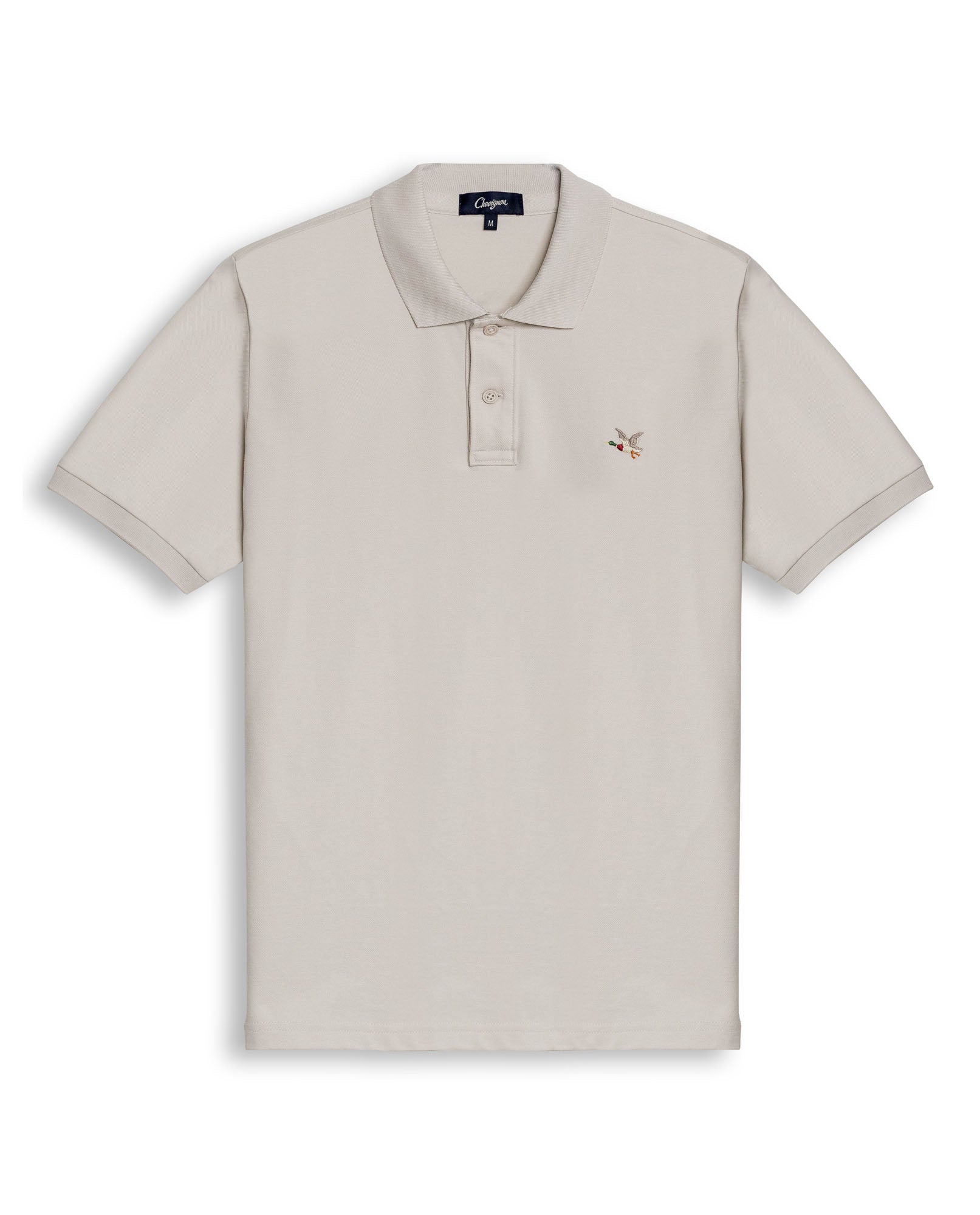 Mens Polo Slim Fit Short Sleeve Cotton Lycra Vibrant Embroidered Duck Cursive Sleeve Logo - Raw 63_601H001_CRU144500_3