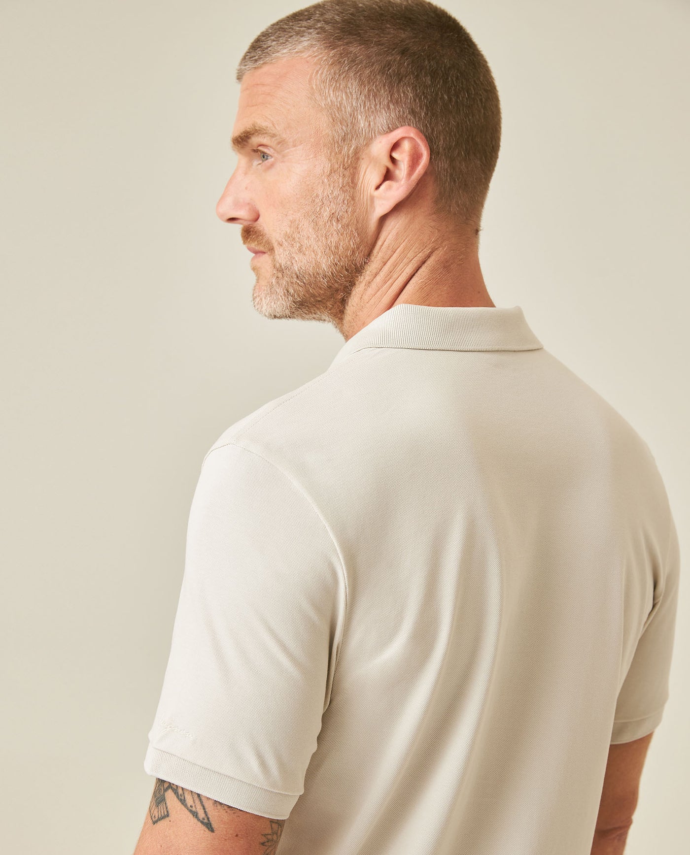 Mens Polo Slim Fit Short Sleeve Cotton Lycra Vibrant Embroidered Duck Cursive Sleeve Logo - Raw 63_601H001_CRU144500_7
