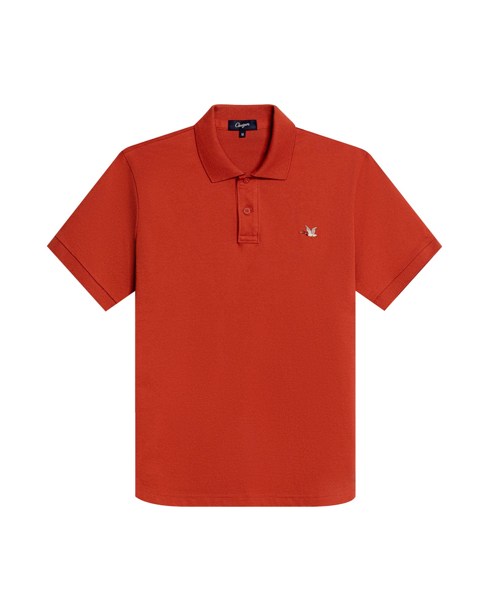 Mens Polo Slim Fit Short Sleeve Cotton Lycra Vibrant Embroidered Duck Cursive Sleeve Logo - Red 63_601H001_ROJ181449_3