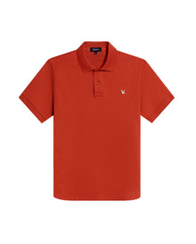 Mens Polo Slim Fit Short Sleeve Cotton Lycra Vibrant Embroidered Duck Cursive Sleeve Logo - Red 63_601H001_ROJ181449_3