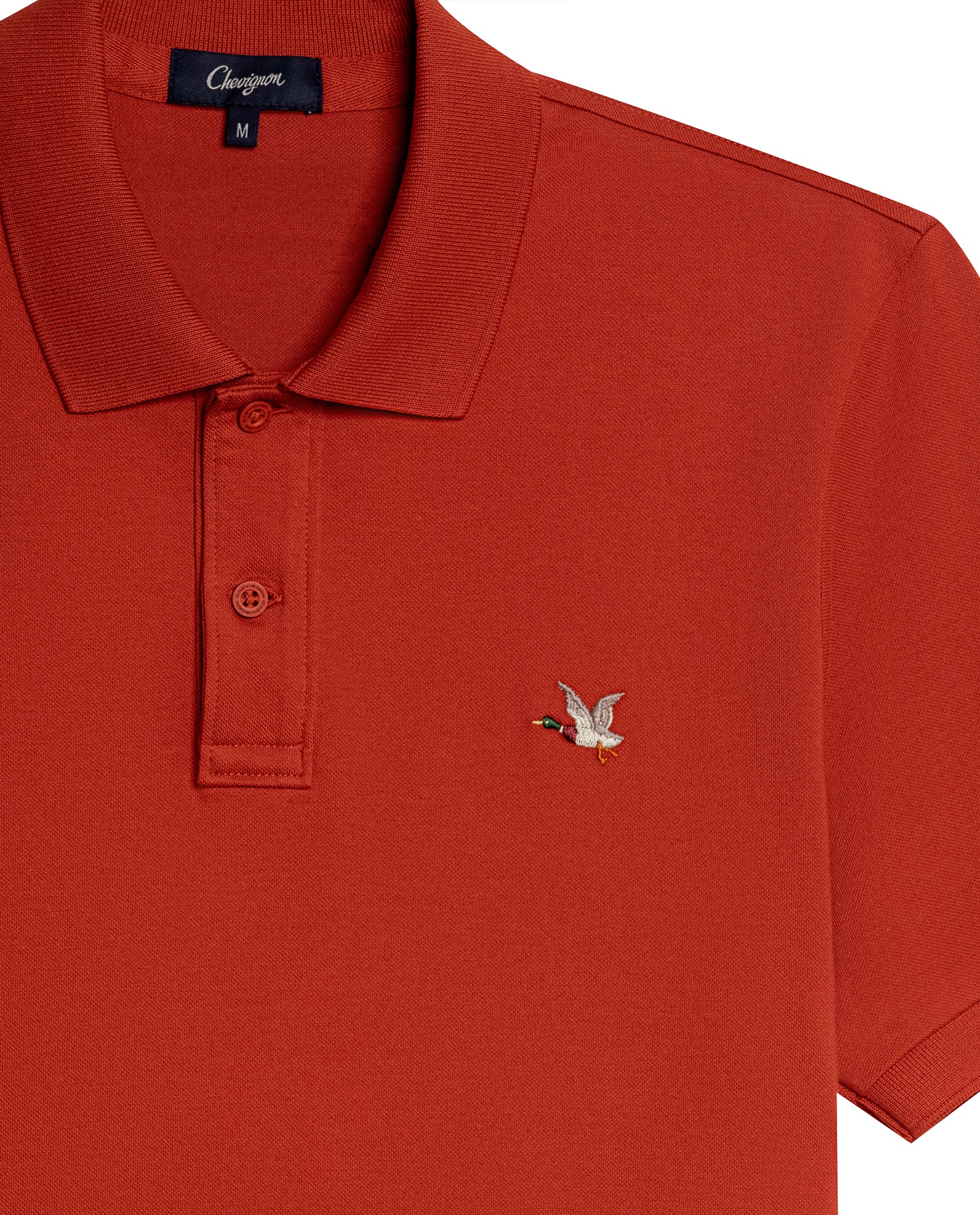 Mens Polo Slim Fit Short Sleeve Cotton Lycra Vibrant Embroidered Duck Cursive Sleeve Logo - Red 63_601H001_ROJ181449_8
