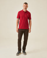 Mens Polo Slim Fit Short Sleeve Cotton Lycra Vibrant Embroidered Duck Cursive Sleeve Logo - Red 63_601H001_ROJ191862_4