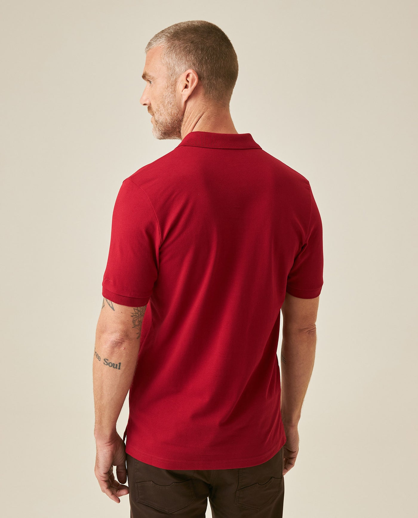 Mens Polo Slim Fit Short Sleeve Cotton Lycra Vibrant Embroidered Duck Cursive Sleeve Logo - Red 63_601H001_ROJ191862_6