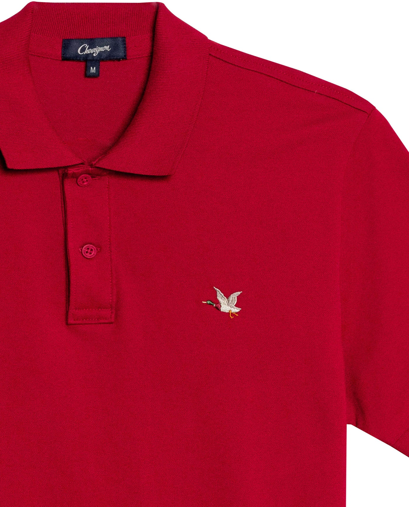 Mens Polo Slim Fit Short Sleeve Cotton Lycra Vibrant Embroidered Duck Cursive Sleeve Logo - Red 63_601H001_ROJ191862_8