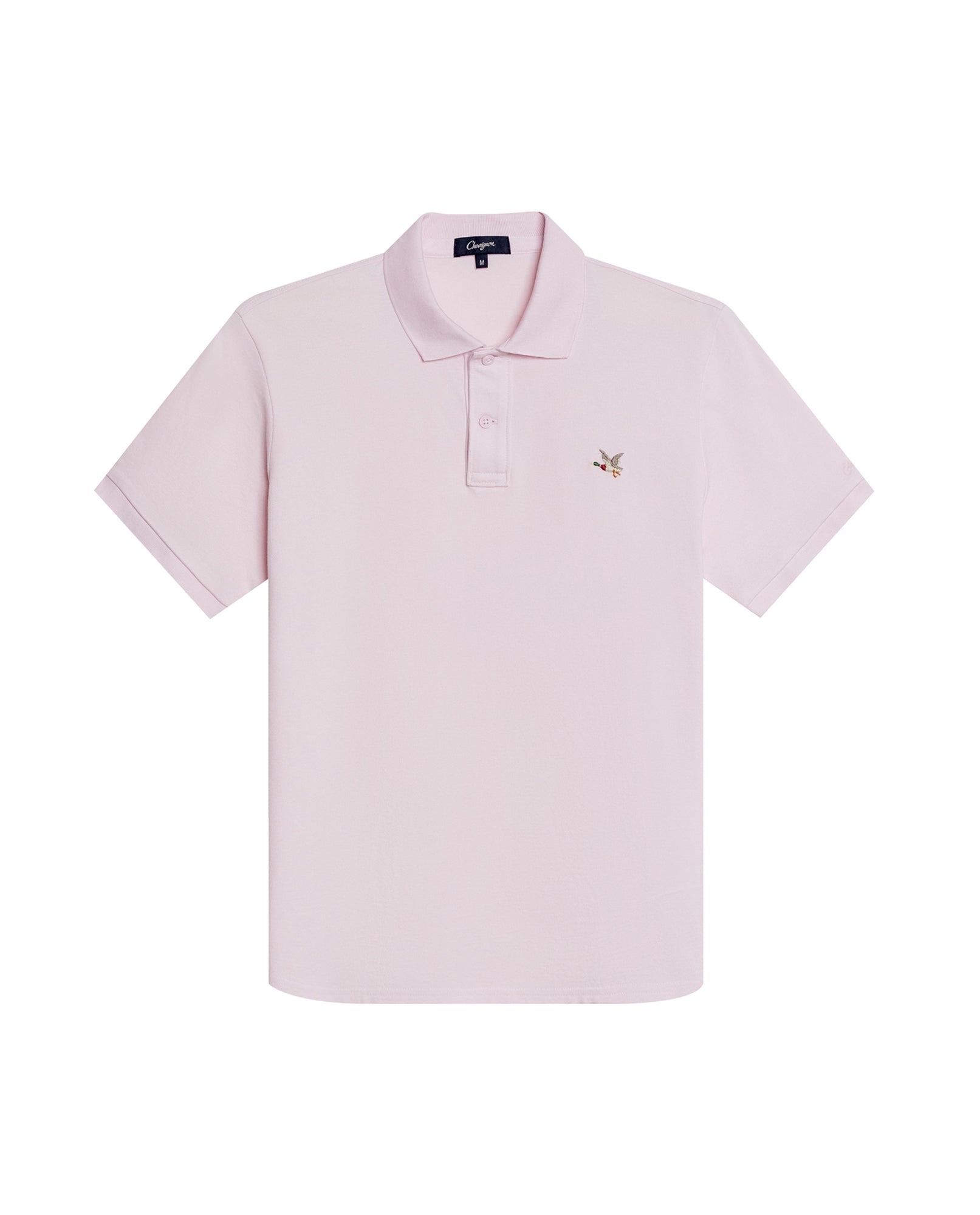 Mens Polo Slim Fit Short Sleeve Cotton Lycra Vibrant Embroidered Duck Cursive Sleeve Logo - Pink 63_601H001_ROS122905_3