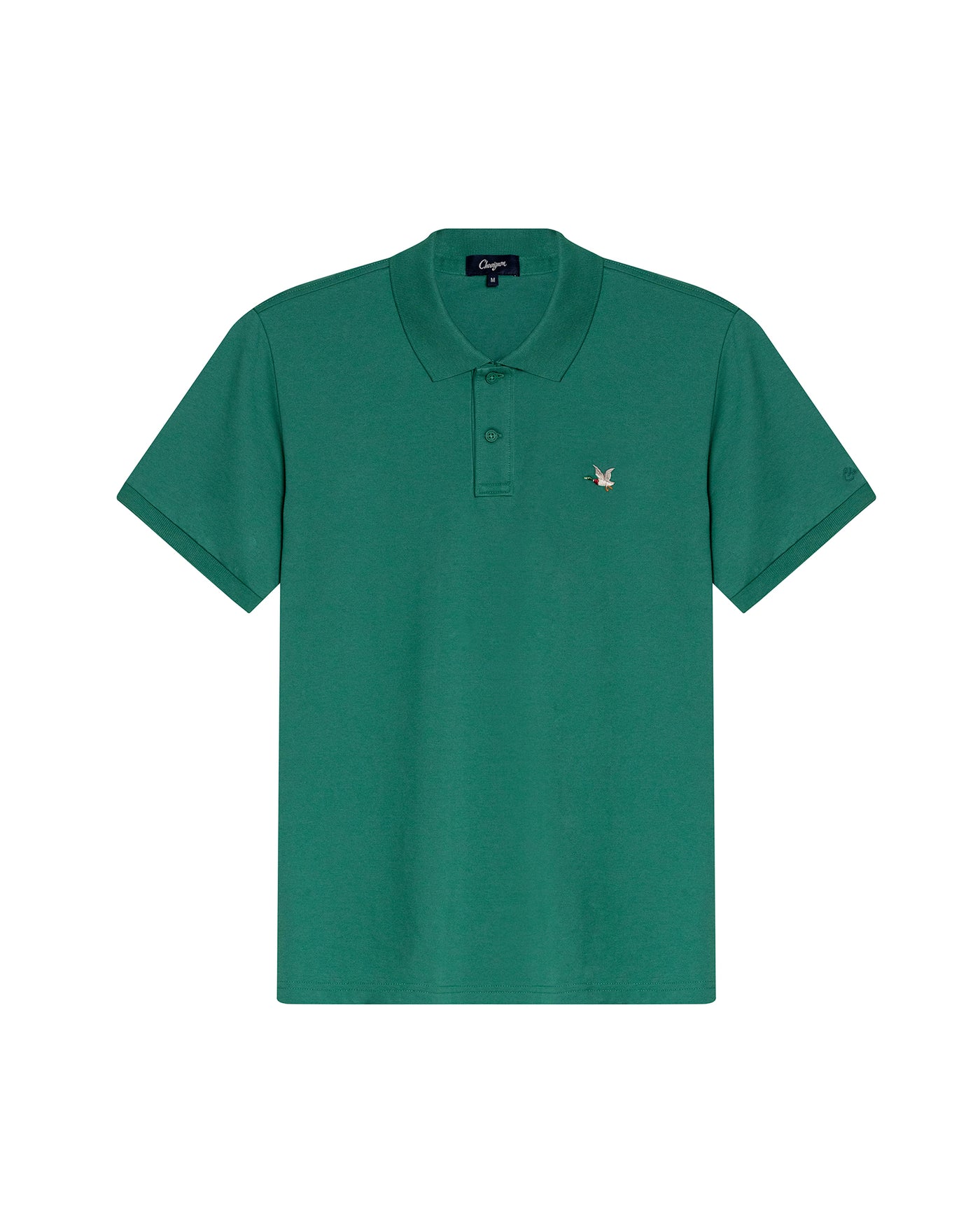 Mens Polo Slim Fit Short Sleeve Cotton Lycra Vibrant Embroidered Duck Cursive Sleeve Logo - Green 63_601H001_VER185718_0