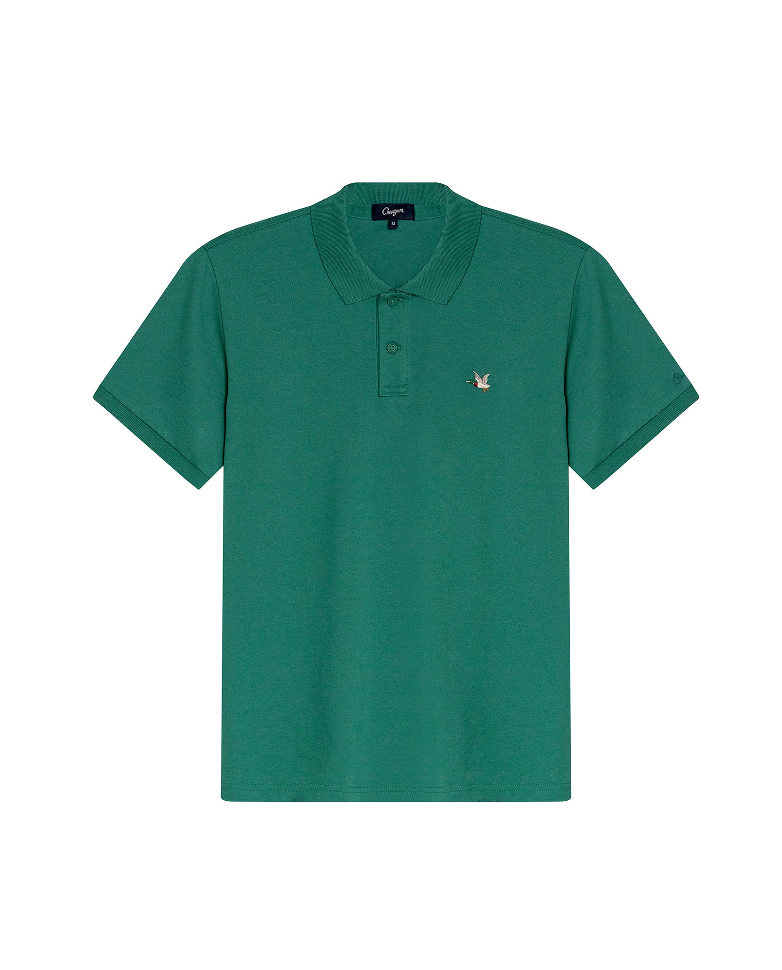 Mens Polo Slim Fit Short Sleeve Cotton Lycra Vibrant Embroidered Duck Cursive Sleeve Logo - Green 63_601H001_VER185718_0