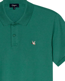 Mens Polo Slim Fit Short Sleeve Cotton Lycra Vibrant Embroidered Duck Cursive Sleeve Logo - Green 63_601H001_VER185718_3