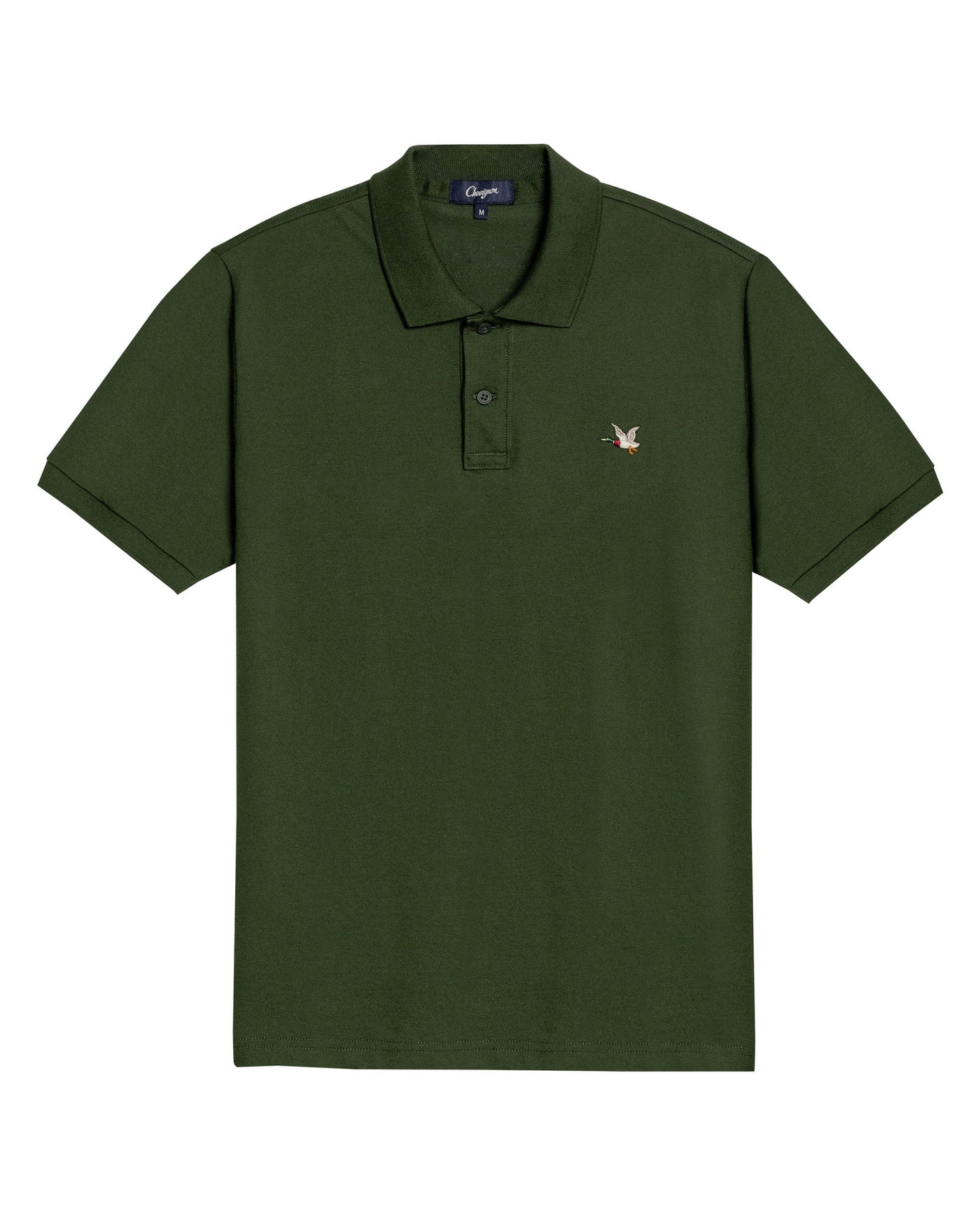 Mens Polo Slim Fit Short Sleeve Cotton Lycra Vibrant Embroidered Duck Cursive Sleeve Logo - Green 63_601H001_VER190417_3