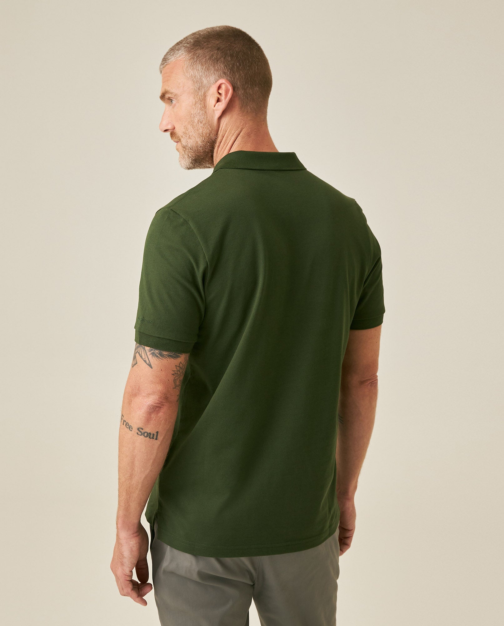 Mens Polo Slim Fit Short Sleeve Cotton Lycra Vibrant Embroidered Duck Cursive Sleeve Logo - Green 63_601H001_VER190417_6