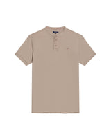 Mens Polo Slim Fit Mandarin Collar Sanforized Cotton Elastane Red Contrast Cuffs Side Vents - Beige 63_601H002_BEI161010_3
