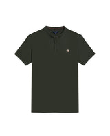 Mens Polo Slim Fit Mandarin Collar Sanforized Cotton Elastane Red Contrast Cuffs Side Vents - Green 63_601H002_VER190509_3