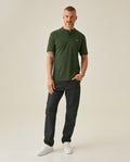 Mens Polo Slim Fit Mandarin Collar Sanforized Cotton Elastane Red Contrast Cuffs Side Vents - Green 63_601H002_VER190509_4
