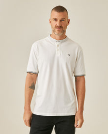 Mens Polo Slim Fit Mandarin Collar Piqué Cotton Elastane Contrast Band Cuffs Embroidered Duck - Raw 63_601H003_CRU110606_0