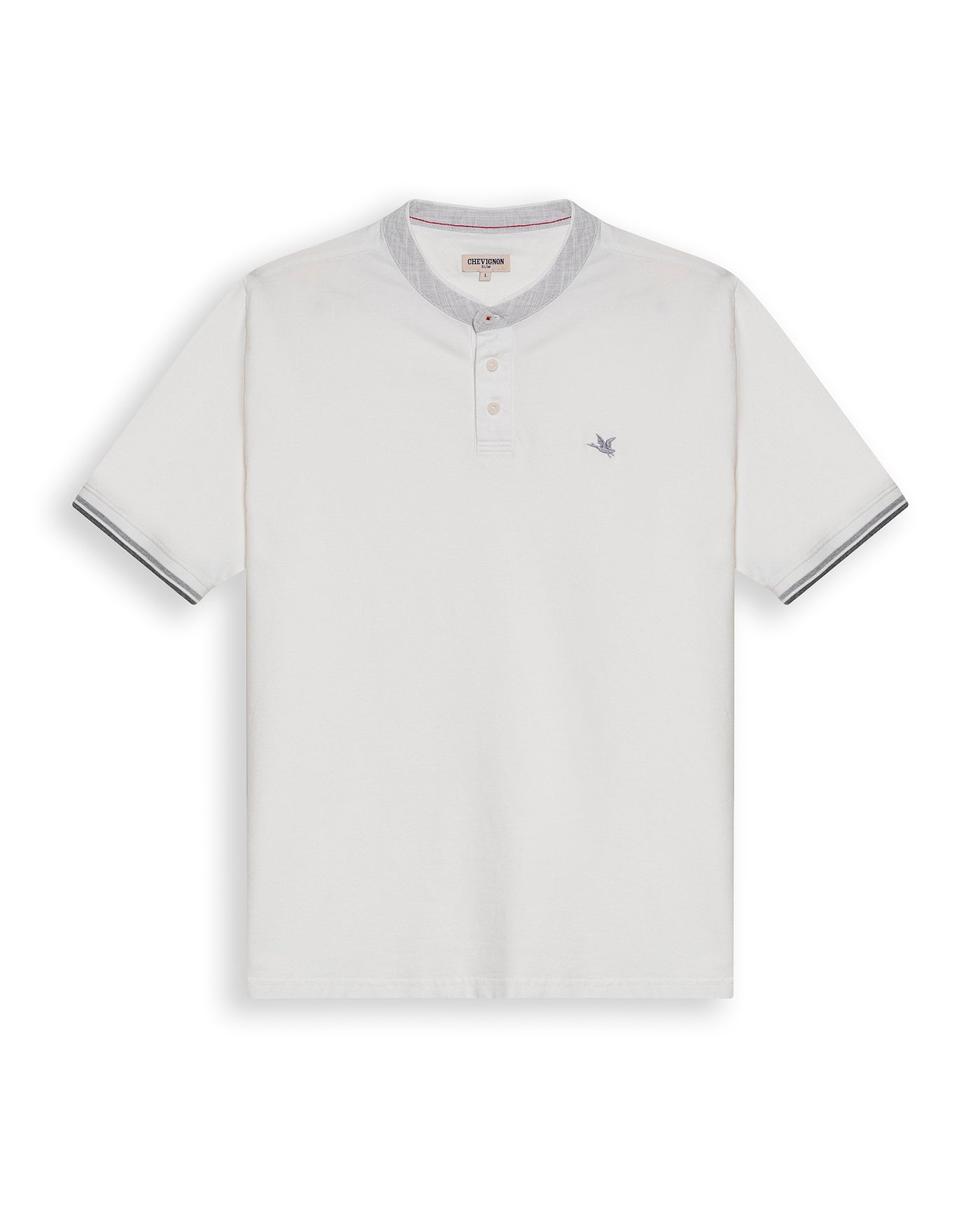 Mens Polo Slim Fit Mandarin Collar Piqué Cotton Elastane Contrast Band Cuffs Embroidered Duck - Raw 63_601H003_CRU110606_3