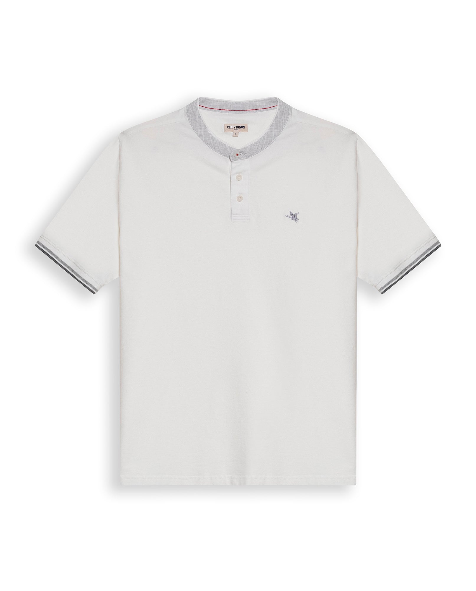 Mens Polo Slim Fit Mandarin Collar Piqué Cotton Elastane Contrast Band Cuffs Embroidered Duck - Raw 63_601H003_CRU110606_3