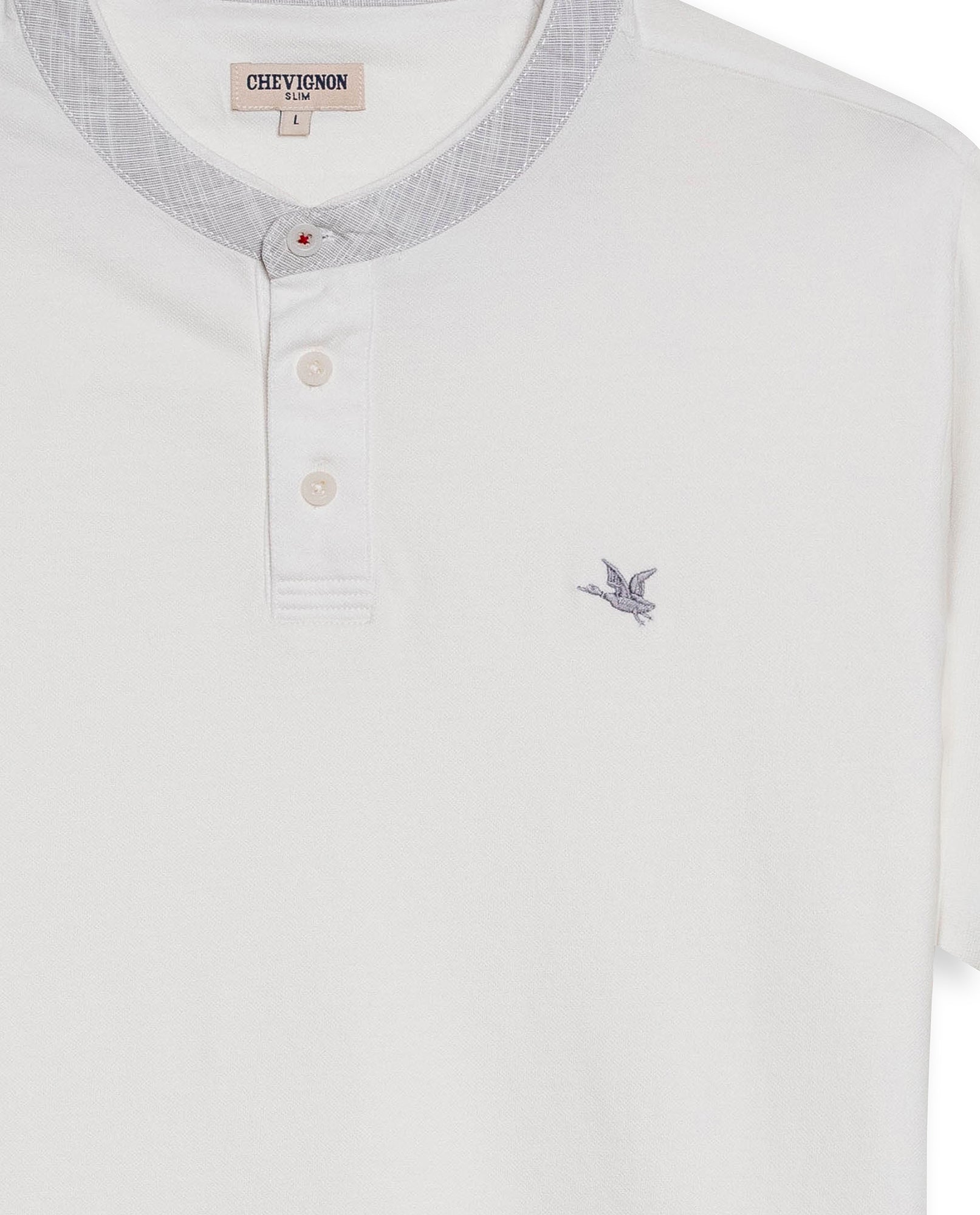 Mens Polo Slim Fit Mandarin Collar Piqué Cotton Elastane Contrast Band Cuffs Embroidered Duck - Raw 63_601H003_CRU110606_8