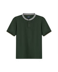 Mens Polo Slim Fit Mandarin Collar Piqué Cotton Elastane Contrast Band Cuffs Embroidered Duck - Green 63_601H003_VER190414_3