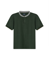 Mens Polo Slim Fit Mandarin Collar Piqué Cotton Elastane Contrast Band Cuffs Embroidered Duck - Green 63_601H003_VER190414_3