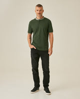 Mens Polo Slim Fit Mandarin Collar Piqué Cotton Elastane Contrast Band Cuffs Embroidered Duck - Green 63_601H003_VER190414_4